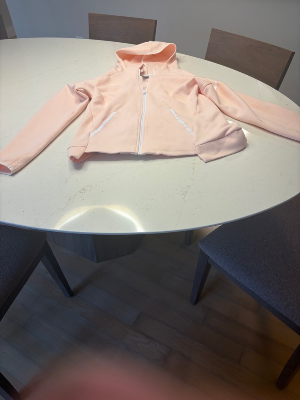 Champion Light Peach Hooded Zip Cropped Jacket